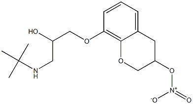 3,4-Dihydro-8-[2-hydroxy-3-[tert-butylamino]propoxy]-2H-1-benzopyran-3-ol 3-nitrate Struktur