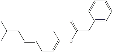 Phenylacetic acid 1,7-dimethyl-1,4-octadienyl ester Struktur