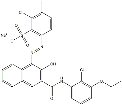 2-クロロ-3-メチル-6-[[3-[[(2-クロロ-3-エトキシフェニル)アミノ]カルボニル]-2-ヒドロキシ-1-ナフチル]アゾ]ベンゼンスルホン酸ナトリウム 化学構造式