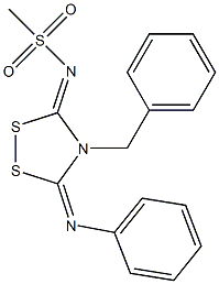 3-Phenylimino-4-benzyl-5-methylsulfonylimino-1,2,4-dithiazolidine Structure