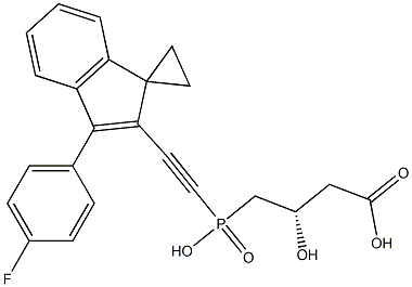 (3S)-3-ヒドロキシ-4-[ヒドロキシ[[3-(4-フルオロフェニル)スピロ[1H-インデン-1,1'-シクロプロパン]-2-イル]エチニル]ホスフィニル]酪酸 化学構造式