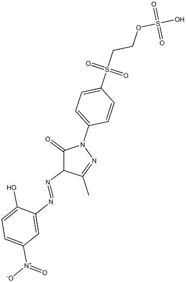 2,4-Dihydro-4-[(2-hydroxy-5-nitrophenyl)azo]-5-methyl-2-[4-[[2-(sulfooxy)ethyl]sulfonyl]phenyl]-3H-pyrazol-3-one Struktur