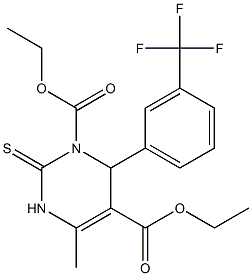 1,2,3,4-テトラヒドロ-6-メチル-4-(3-トリフルオロメチルフェニル)-2-チオキソピリミジン-3,5-ジカルボン酸ジエチル 化学構造式