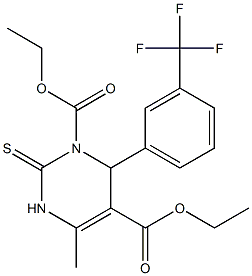 1,2,3,4-Tetrahydro-6-methyl-4-(3-trifluoromethylphenyl)-2-thioxopyrimidine-3,5-dicarboxylic acid diethyl ester Structure