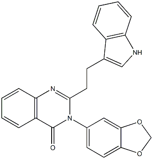 2-[2-(1H-Indol-3-yl)ethyl]-3-(3,4-methylenedioxyphenyl)quinazolin-4(3H)-one Struktur