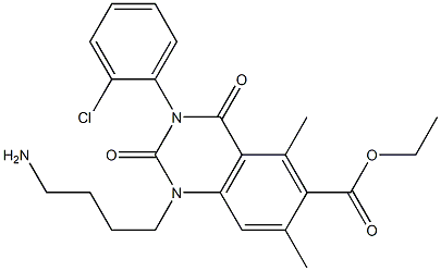 1,2,3,4-テトラヒドロ-3-(2-クロロフェニル)-1-(4-アミノブチル)-5,7-ジメチル-2,4-ジオキソキナゾリン-6-カルボン酸エチル 化学構造式