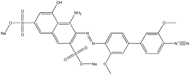 3,3'-Dimethoxy-4'-[1-amino-8-hydroxy-3,6-bis(sodiooxysulfonyl)-2-naphtylazo]biphenyl-4-diazonium Structure