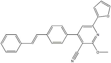 2-Methoxy-4-(4-styrylphenyl)-6-(2-furanyl)pyridine-3-carbonitrile,,结构式