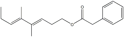 Phenylacetic acid 4,5-dimethyl-3,5-octadienyl ester Structure