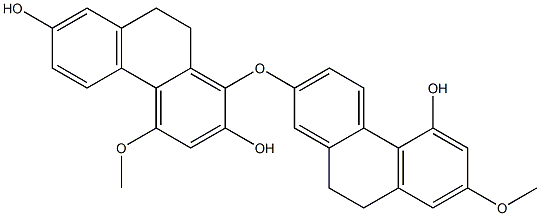 1-[(5-Hydroxy-7-methoxy-9,10-dihydrophenanthren)-2-yloxy]-4-methoxy-9,10-dihydrophenanthrene-2,7-diol 结构式