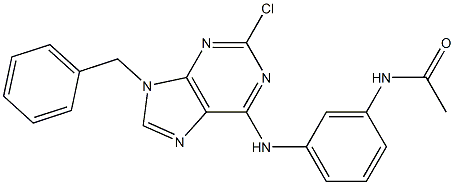 9-Benzyl-2-chloro-6-(3-acetylaminophenylamino)-9H-purine Struktur