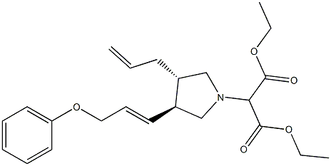 2-[(3S,4S)-4-Allyl-3-(3-phenoxy-1-propenyl)pyrrolidin-1-yl]malonic acid diethyl ester Struktur