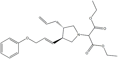 2-[(3S,4S)-4-Allyl-3-(3-phenoxy-1-propenyl)pyrrolidin-1-yl]malonic acid diethyl ester 结构式