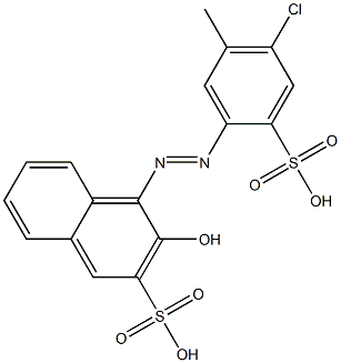 4-(4-クロロ-5-メチル-2-スルホフェニルアゾ)-3-ヒドロキシ-2-ナフタレンスルホン酸 化学構造式