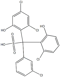 (3-Chlorophenyl)(2-chloro-6-hydroxyphenyl)(2,4-dichloro-6-hydroxyphenyl)methanesulfonic acid Struktur