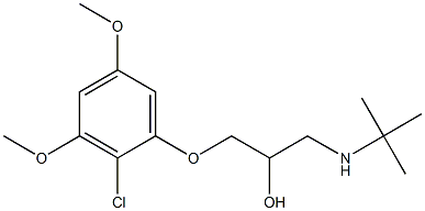 1-(2-クロロ-3,5-ジメトキシフェノキシ)-3-(tert-ブチルアミノ)-2-プロパノール 化学構造式