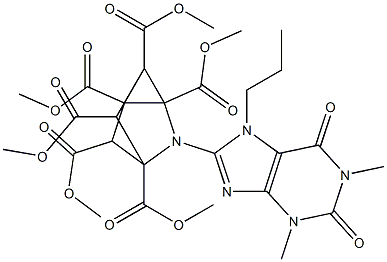3-[[1,2,3,6-テトラヒドロ-1,3-ジメチル-7-プロピル-2,6-ジオキソ-7H-プリン]-8-イル]-3-アザトリシクロ[2.2.1.02,6]ヘプタン-1,2,4,5,6,7-ヘキサカルボン酸ヘキサメチル 化学構造式