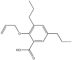 2-(アリルオキシ)-3,5-ジプロピル安息香酸 化学構造式
