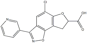 5-クロロ-7,8-ジヒドロ-3-(3-ピリジル)フロ[2,3-g][1,2]ベンゾイソオキサゾール-7-カルボン酸 化学構造式