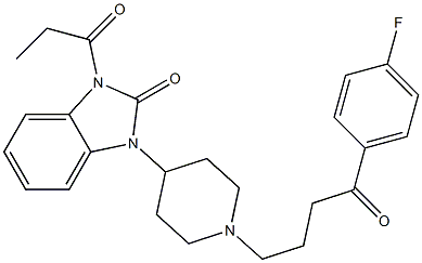 1-[1-[3-(p-Fluorobenzoyl)propyl]-4-piperidyl]-3-propionyl-1H-benzimidazol-2(3H)-one 结构式