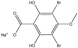 3,5-Dibromo-2,6-dihydroxy-4-methoxybenzoic acid sodium salt 结构式