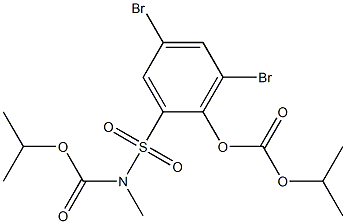 3,5-ジブロモ-2-(イソプロポキシカルボニルオキシ)-N-(イソプロポキシカルボニル)-N-メチルベンゼンスルホンアミド 化学構造式