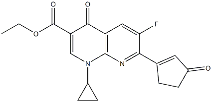 1,4-Dihydro-6-fluoro-7-(3-oxo-1-cyclopenten-1-yl)-4-oxo-1-cyclopropyl-1,8-naphthyridine-3-carboxylic acid ethyl ester Struktur