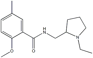 N-[(1-エチル-2-ピロリジニル)メチル]-2-メトキシ-5-メチルベンズアミド 化学構造式