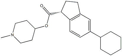 (R)-5-シクロヘキシル-1-インダンカルボン酸1-メチル-4-ピペリジル 化学構造式