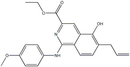 6-(2-プロペニル)-5-ヒドロキシ-1-(p-メトキシフェニルアミノ)イソキノリン-3-カルボン酸エチル 化学構造式