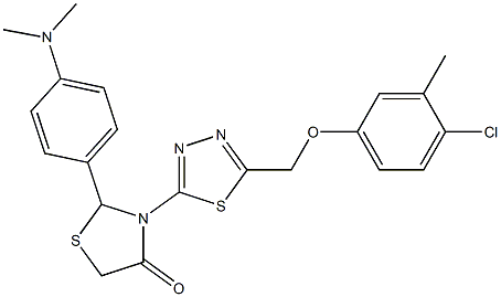 3,5-Dihydro-3-[5-[(4-chloro-3-methylphenoxy)methyl]-1,3,4-thiadiazol-2-yl]-2-[4-(dimethylamino)phenyl]thiazol-4(2H)-one Struktur