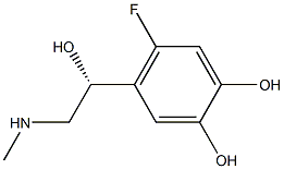 4-フルオロ-5-[(R)-1-ヒドロキシ-2-(メチルアミノ)エチル]-1,2-ベンゼンジオール 化学構造式