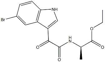 N-[[(5-ブロモ-1H-インドール-3-イル)カルボニル]カルボニル]-D-アラニンエチル 化学構造式