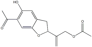 2-(1-アセチルオキシメチルエテニル)-5-ヒドロキシ-6-アセチル-2,3-ジヒドロベンゾフラン 化学構造式