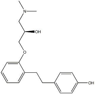 (2R)-3-(ジメチルアミノ)-1-[2-(4-ヒドロキシフェネチル)フェノキシ]-2-プロパノール 化学構造式