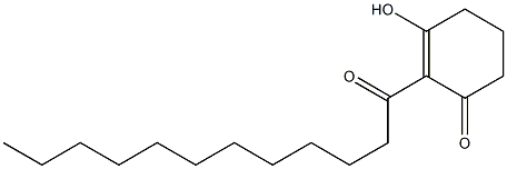 2-ドデカノイル-3-ヒドロキシ-2-シクロヘキセン-1-オン 化学構造式