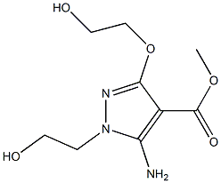 5-Amino-3-(2-hydroxyethoxy)-1-(2-hydroxyethyl)-1H-pyrazole-4-carboxylic acid methyl ester,,结构式