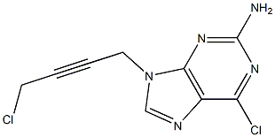 9-(4-クロロ-2-ブチニル)-2-アミノ-6-クロロ-9H-プリン 化学構造式