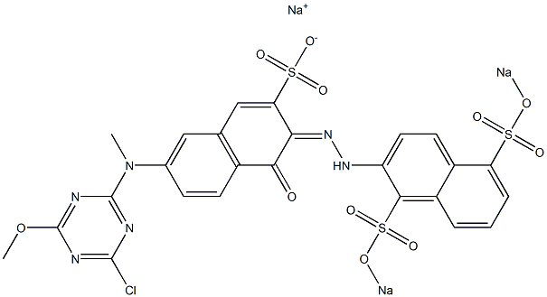  3-[2-[1,5-Bis(sodiosulfo)-2-naphtyl]hydrazono]-4-oxo-3,4-dihydro-7-[(4-chloro-6-methyloxy-1,3,5-triazine-2-yl)(methyl)amino]naphthalene-2-sulfonic acid sodium salt