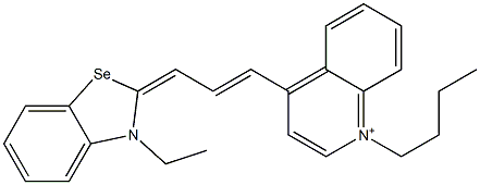 1-Butyl-4-[3-(3-ethylbenzoselenazol-2(3H)-ylidene)-1-propenyl]quinolinium Structure