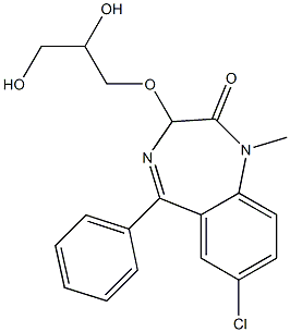 1,3-Dihydro-7-chloro-3-(2,3-dihydroxypropoxy)-1-methyl-5-phenyl-2H-1,4-benzodiazepin-2-one 结构式