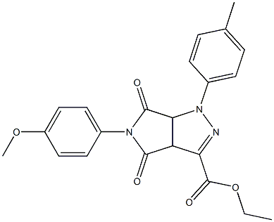 1,3a,4,5,6,6a-Hexahydro-4,6-dioxo-5-(4-methoxyphenyl)-1-(4-methylphenyl)pyrrolo[3,4-c]pyrazole-3-carboxylic acid ethyl ester 结构式