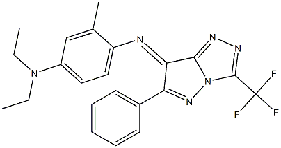 (7E)-7-[[2-メチル-4-(ジエチルアミノ)フェニル]イミノ]-6-フェニル-3-(トリフルオロメチル)-7H-ピラゾロ[5,1-c]-1,2,4-トリアゾール 化学構造式