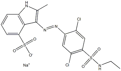 3-[[2,5-Dichloro-4-[(ethylamino)sulfonyl]phenyl]azo]-2-methyl-1H-indole-4-sulfonic acid sodium salt Struktur