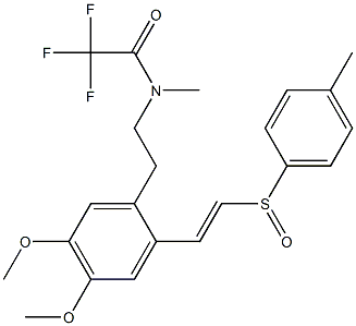 N-[2-[2-[(E)-2-(4-メチルフェニルスルフィニル)エテニル]-4,5-ジメトキシフェニル]エチル]-N-メチルトリフルオロアセトアミド 化学構造式