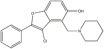3-Chloro-2-phenyl-4-(piperidinomethyl)benzofuran-5-ol,,结构式