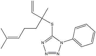 5-(1,5-Dimethyl-1-vinyl-4-hexenylthio)-1-phenyl-1H-tetrazole,,结构式