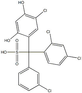 (3-クロロフェニル)(2,4-ジクロロフェニル)(5-クロロ-2,4-ジヒドロキシフェニル)メタンスルホン酸 化学構造式