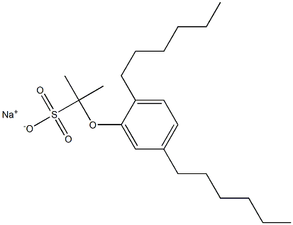 2-(2,5-ジヘキシルフェノキシ)プロパン-2-スルホン酸ナトリウム 化学構造式
