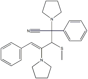 3-Methylthio-2,5-diphenyl-2,4-bis(1-pyrrolidinyl)-4-pentenonitrile,,结构式